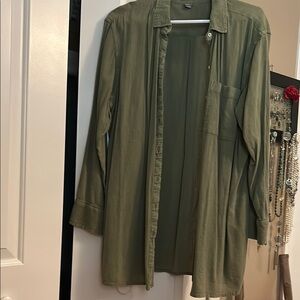 Olive Green Long Sleeve Shirt Jacket